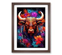 Taurus Zodiac Pop Framed Wall Art Print A2 Walnut