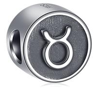 Taurus Zodiac Sign Charms fit Pandora My First Mothers Day Bracelet, Antique Sterling Silver Birthday Horoscope Star Signs Beads, 12 Constellation Charm, Gifts for Daughter/Son/Mama