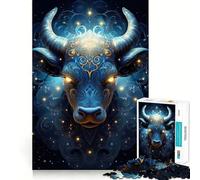 Taurus Zodiac Sign Jigsaw Puzzle 1000 Piece for Adults Strong Logic Toy Anxiety Relief Clear Edge Festival Gift (38x52cm)