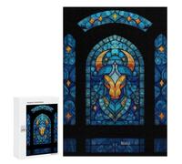 Taurus Zodiac Sign Stained Glass Art Wooden Jigsaw Puzzle for Adults, 300 PCS - Winter Gift, with A Decorative Finished Picture