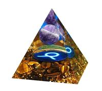 Taurus Zodiac Style Orgonite Pyramid with Positive Reiki Energy Healing Amethyst Crystal Sphere Orgone Pyramide with Tiger Eye Stone