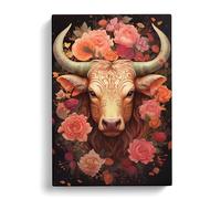 Taurus Zodiac Tachisme Art Canvas Print for Living Room Bedroom Home Office Décor, Wall Art Picture Ready to Hang, 30x20 Inch (76x50 cm)