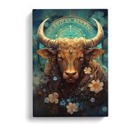 Taurus Zodiac Tachisme Art No.2 Canvas Print for Living Room Bedroom Home Office Décor, Wall Art Picture Ready to Hang, 30x20 Inch (76x50 cm)