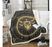 Taurus Zodiac Throw Blanket Constellation Theme Blanket,Western Boho Exotic Style Fleece Blanket 12 Horoscope Astrology Fuzzy Blanket Bohemian Sun and Moon Starry Sky Galaxy Sherpa Blanket 60"x80"