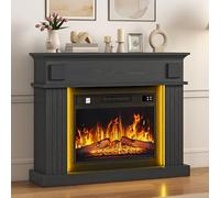 TAUS Fireplace with 39" Surround, Electric Fireplace Free Standing with Realistic Flame Effect Fireplaces Heater, with Timer and 7 Color LED Light Strip and Remote Control (Black)