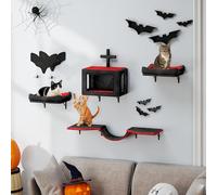 TAUS Gothic Cat Scratching Post Set, 5-Piece Flannel Scratching Post with Cat House, Sleeping Platform, Hammock, and Sisal Posts with a Spider Web Design for Cats to Sleep, Play, and Relax