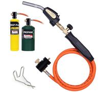 TAUSOM Propane Torch Kit with 3.6Ft Hose, Mapp Gas Torch Trigger Start, Adjustable Flame Knob, Stainless Steel, Gift for Soldering Brazing Plumber DIYer-with Hook