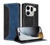 TAUYN Leather Magnetic Flip Case for Oppo Find X9 Pro, Skin Feel Spliced PU/TPU Leather Shockproof Wallet Cover, with Kickstand & Card Slot, Stylish and Simple Design. Dark Blue