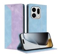 TAUYN Leather Magnetic Flip Case for Oppo Find X9, Skin Feel Spliced PU/TPU Leather Shockproof Wallet Cover, with Kickstand & Card Slot, Stylish and Simple Design. Purple