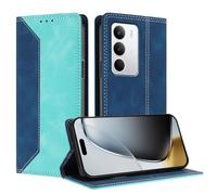 TAUYN Leather Magnetic Flip Case for Realme P3 Lite 4G, Skin Feel Spliced PU/TPU Leather Shockproof Wallet Cover, with Kickstand & Card Slot, Stylish and Simple Design. Light Green
