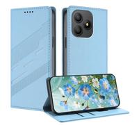 TAUYN Leather Magnetic Folio Case for Blackview Wave 9C, Premium PU/TPU Leather Shockproof Wallet Cover, with Kickstand & Card Slot. Light Blue