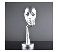 Tauzveok Abstract Art Sculpture Decoration, Golden Face Figure Decoration Statue, for Decorating Living Room, Bedroom, Office, Bar, Room, Sculptures And Figures Modern, Resin,Silver A