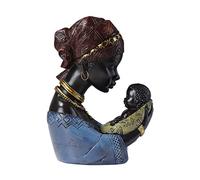 Tauzveok African Deco Sculpture, Mother and Son African Figurines Statue, Decoration For Living Room, Apartment Modern, Deco Office,Mother's Day For Decor,blue