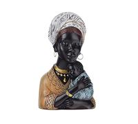 Tauzveok African Deco Sculpture, Mother and Son African Figurines Statue, Decoration For Living Room, Apartment Modern, Deco Office,Mother's Day For Decor,yellow