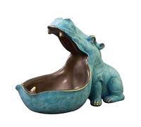 Tauzveok Big Mouth Hippo Key Bowl, Hippo Figurine Key Storage Holder, Desktop Candy Dish Organizer for Home Wallet Coin Jewelry Storage, Grey