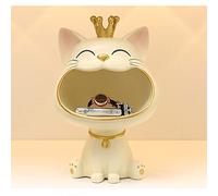 Tauzveok Cat Key Bowl Decoration, Big Mouth Cat Storage Box for Jewelry, Desk Organizer, Fruit Bowl, Key Storage, Lucky Home Decor,Light yellow