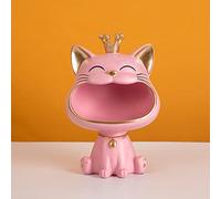 Tauzveok Cat Key Bowl Decoration, Big Mouth Cat Storage Box for Jewelry, Desk Organizer, Fruit Bowl, Key Storage, Lucky Home Decor,pink