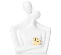 Tauzveok Couple sculpture, modern deco sculptures, heart deco figurines for living room, bedroom, office decoration, love poison, ceramics,White,embrace