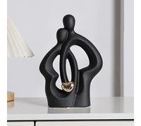Tauzveok Couple Statue, Abstract Decorative Figures Sculpture, Bookshelf Decoration Sculptures, Sculpture for Apartment Bedroom Bookshelf Office Decoration, Ceramic,Black A
