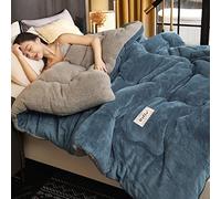 Tauzveok Cozy Thicker Warmth Quilt Comforter, Soft Super Thick Winter Warm Blanket Artificial Lamb Cashmere Weighted Blankets for Beds,blue,220 * 240cm 5 kg