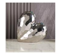 Tauzveok Decorative Heart Sculpture, Ceramic Decorative Statue, Modern Geometric Statues And Sculptures, Table Decoration, Room, Office, Living Room Decoration, Bookshelf Decoration,Silver Big