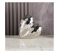 Tauzveok Decorative Heart Sculpture, Ceramic Decorative Statue, Modern Geometric Statues And Sculptures, Table Decoration, Room, Office, Living Room Decoration, Bookshelf Decoration,Silver Small
