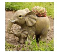 Tauzveok Decorative Plant Pots Turtle Shape Plant Pots Funny Resin Garden Figurines for Home, Office, Balcony or Outdoor, Elephant