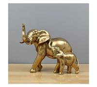 Tauzveok Elephant Decorative Statue, Small Gold Resin Figurine For Window Sill, Bedroom, Living Room, Office Desk Decoration