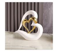 Tauzveok Heart Decoration Statue, Sculpture Decoration Ceramic, Modern Decoration Heart, Tall 22Cm Hearts Deco Gift,A Gold