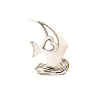 Tauzveok Modern Abstract Sculptures Deco Fish, Ceramic Table Decoration, For Living Room, Window Sill, Apartment, Office Decoration Sculpture,Silver fish