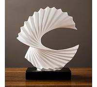 Tauzveok Modern Day Accents Abstract Sculpture Black Base, Ocean Wave, Tabletop Art Home Decor,Elegant Decorations for Living Room, Bedroom, Office Desktop, Cabinets,White,H 28cm