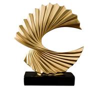Tauzveok Modern Day Accents Abstract Sculpture Black Base, Ocean Wave, Tabletop Art Home Decor,Elegant Decorations for Living Room, Bedroom, Office Desktop, Cabinets,Gold,H 28cm