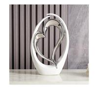 Tauzveok Modern Decorative Heart Sculpture, Ceramic Decorative Sculptures, Abstract Art Statue, Decoration Living Room Office Room Table Decoration Statue And Sculptures,Silver A