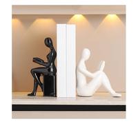 Tauzveok Thinker Sculpture Reading Decorative Figurines Ceramic Abstract Art Statue for Bookshelf Decoration Sculptures, Decorative Books, Office Decoration, Modern Decorative Figures,black white A