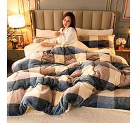 Tauzveok Winter soft warm bed quilt, Thickened fluffy comforter, Cashmere Quilt,Plush Duvet for Bed, Heavy Warm for Winter,check a,180 * 220cm 3kg