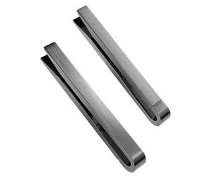[TAVARAT] Reversible Tie clip Tie Clips for Men made in japan Tie Bar Tie Pin Tps-187, black-silver (a piece), One size