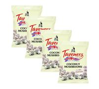 Taveners Coconut Mushrooms Sweets - Classic Coconut Coated Treats, Soft & Chewy Mushroom Gummies, Nostalgic Candy, Unique Mushroom Gifts, Delicious Flavour - 4 Pack + Cheeroo Magnet