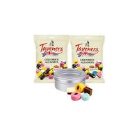 Taveners Liquorice Allsorts 165g Bags x 2 Bundle with TinTastic Silver Sweets Tin Classic British Sweets Assortment Traditional Retro Pick n Mix