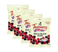 Taveners Red & Black Gums 4 Pack - Classic Chewy Fruit Jelly Sweets Vegan & Gluten-Free - Raspberry & Blackcurrant Flavour Gummy Treats - Vegetarian Friendly 165g (660g Total) + Free Cheeroo Magnet!