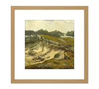 Tavenraat Sand Excavation 8X8 Inch Square Wooden Framed Wall Art Print Picture with Mount Artery8 Light Oak One Size