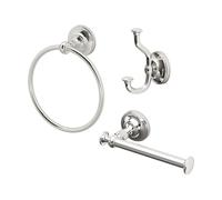 Tavern 3-Piece Kit, Polished Nickel, Toilet Paper Holder, Towel Ring, Robe Hook