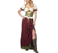 Tavern Maiden Medieval/Renaissance Adult-Sized Costume Clearance Oktoberfest Beer Maiden Costume Bavarian Fancy Dress Outfit Plus Size Maid Costume Adult German Halloween Costumes Brown