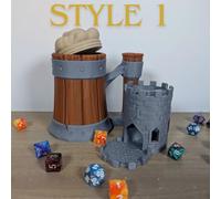 Tavern Mug Dice Tower & Can Holder for DnD - Fantasy Tankard RPG Accessory for Tabletop Gaming, Dungeon Masters, and Party Nights (Style 1)