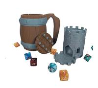 Tavern Mug Dice Tower & Can Holder for DnD - Fantasy Tankard RPG Accessory for Tabletop Gaming, Dungeon Masters, and Party Nights (Style 2)