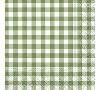 Taverna Dark Green Gingham Check IHR Paper Table Napkins 33 cm Square 3 ply Lunch Napkins