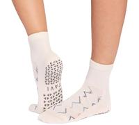 TAVI Aria Non-Slip Grip Socks For Women | Great For Yoga, Pilates, Barre, Gym Workouts | Compression Arch Band Support | Machine Washable (UK, Alpha, M, Regular, Regular, Meringue)