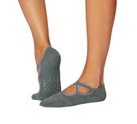 TAVI NOIR Chloe Fashion Criss-Cross Grip Socks for Barre, Pilates and Yoga, Sage Green, Medium