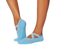 TAVI NOIR Chloe Fashion Criss-Cross Grip Socks for Barre, Pilates and Yoga, Surf, Medium