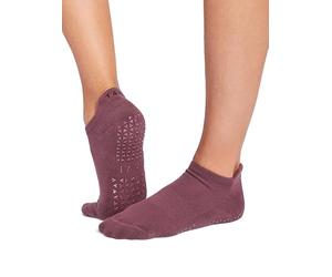 TAVI Savvy Non-Slip Grip Socks for Women | Yoga, Pilates, Barre, Gym Workouts (UK, Alpha, S, Regular, Regular, Wine)