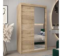 tavira ii mirrored wardrobe 2 sliding doors 120cm in sonoma oak